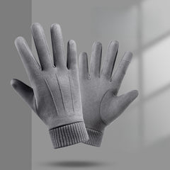 Men's Suede Winter Gloves Touch Screen Coldproof Driving Cycling Motorcycle