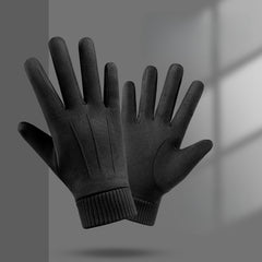 Men's Suede Winter Gloves Touch Screen Coldproof Driving Cycling Motorcycle