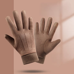 Men's Suede Winter Gloves Touch Screen Coldproof Driving Cycling Motorcycle
