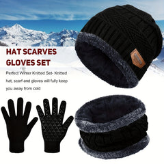 Stay Cozy In Style Winter Warmth Knitted Beanie Hat Neck Scarf Gloves Set