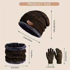 Stay Cozy In Style Winter Warmth Knitted Beanie Hat Neck Scarf Gloves Set