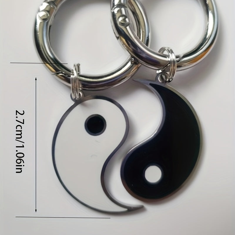 2pcs Yin & Yang Metal Keychain Bag Charms Accessories