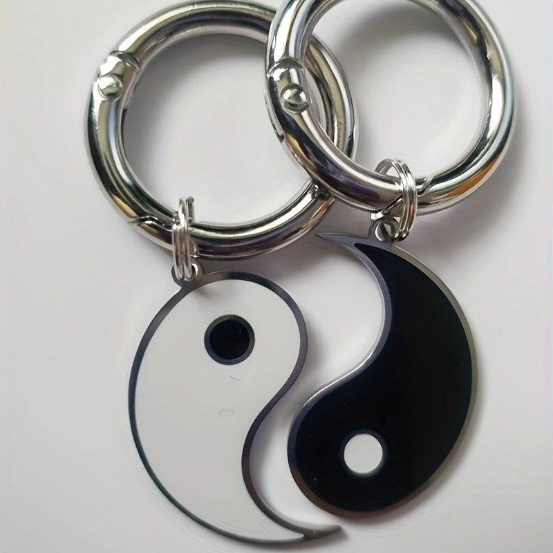 2pcs Yin & Yang Metal Keychain Bag Charms Accessories