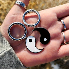 2pcs Yin & Yang Metal Keychain Bag Charms Accessories