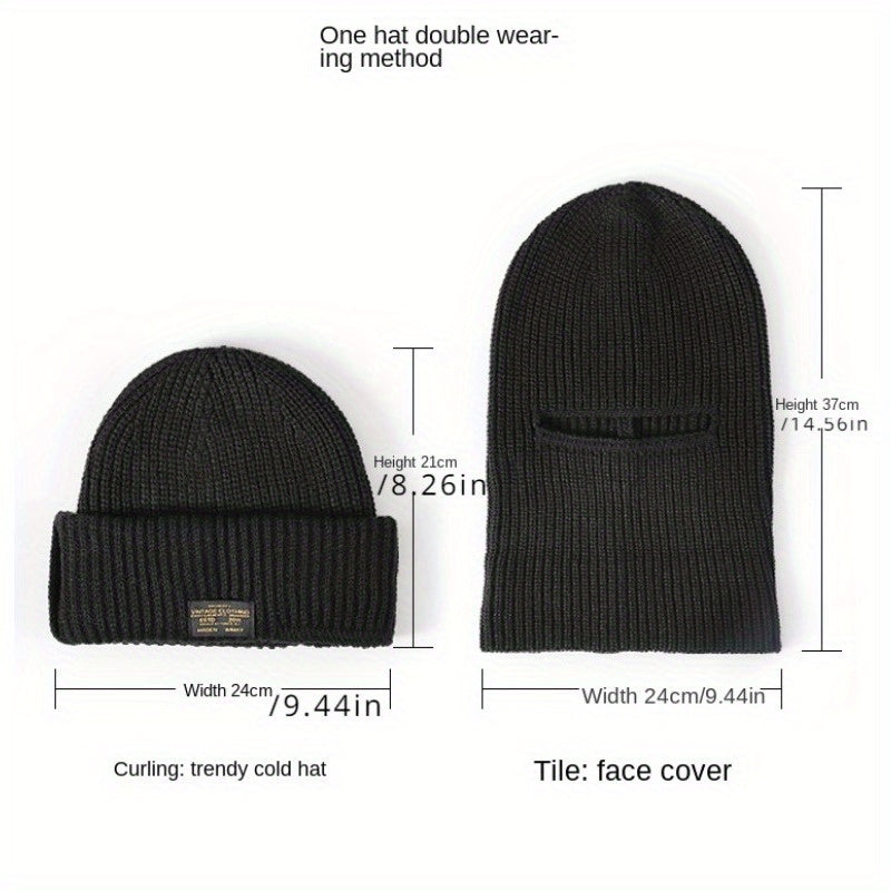 Winter Knitted Hat Balaclava 2 In 1 Cycling Beanie Hat