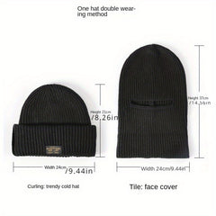 Winter Knitted Hat Balaclava 2 In 1 Cycling Beanie Hat