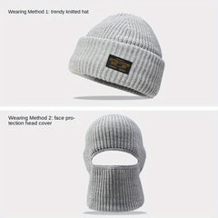 Winter Knitted Hat Balaclava 2 In 1 Cycling Beanie Hat