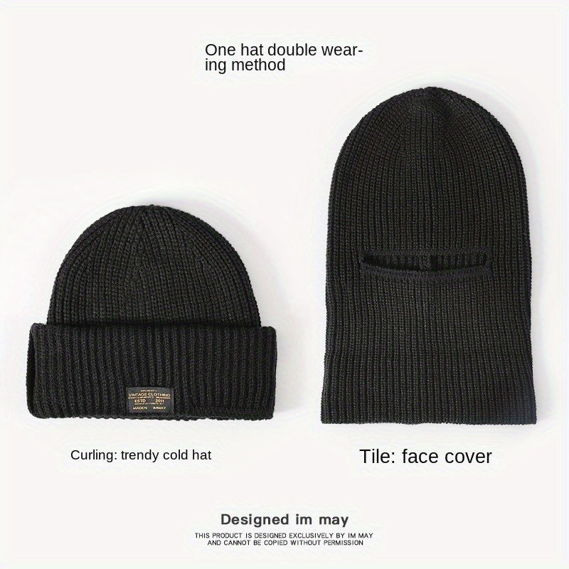 Winter Knitted Hat Balaclava 2 In 1 Cycling Beanie Hat