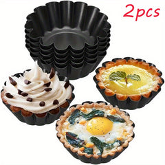 2pcs Reusable Egg Tart Mold Stainless Steel Baking Tool