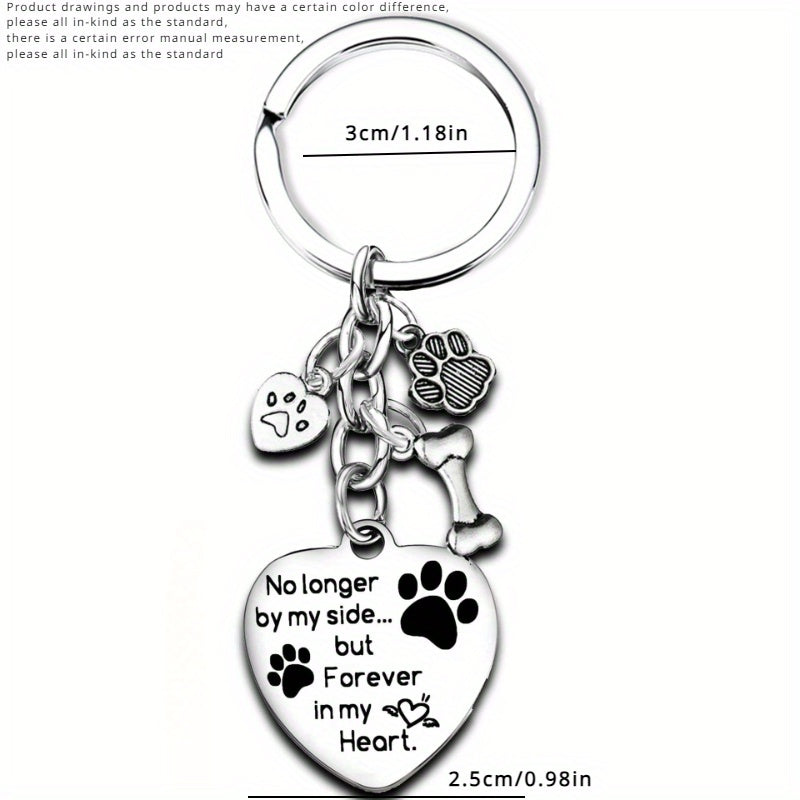 Dog Paw Bone Pendant Keychain Stainless Steel Key Chain Keyring Gift