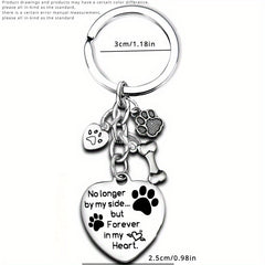 Dog Paw Bone Pendant Keychain Stainless Steel Key Chain Keyring Gift