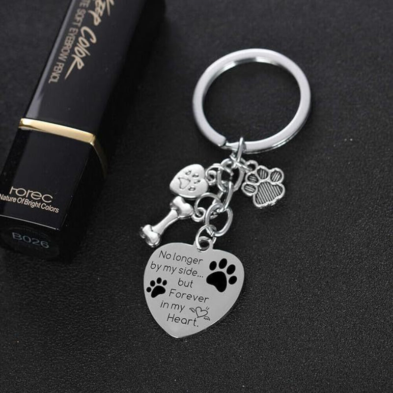 Dog Paw Bone Pendant Keychain Stainless Steel Key Chain Keyring Gift