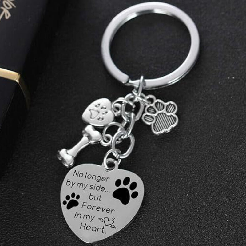 Dog Paw Bone Pendant Keychain Stainless Steel Key Chain Keyring Gift