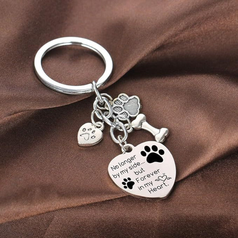 Dog Paw Bone Pendant Keychain Stainless Steel Key Chain Keyring Gift