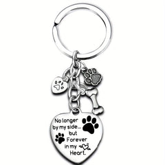 Dog Paw Bone Pendant Keychain Stainless Steel Key Chain Keyring Gift