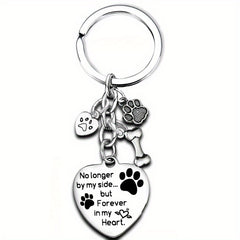 Dog Paw Bone Pendant Keychain Stainless Steel Key Chain Keyring Gift