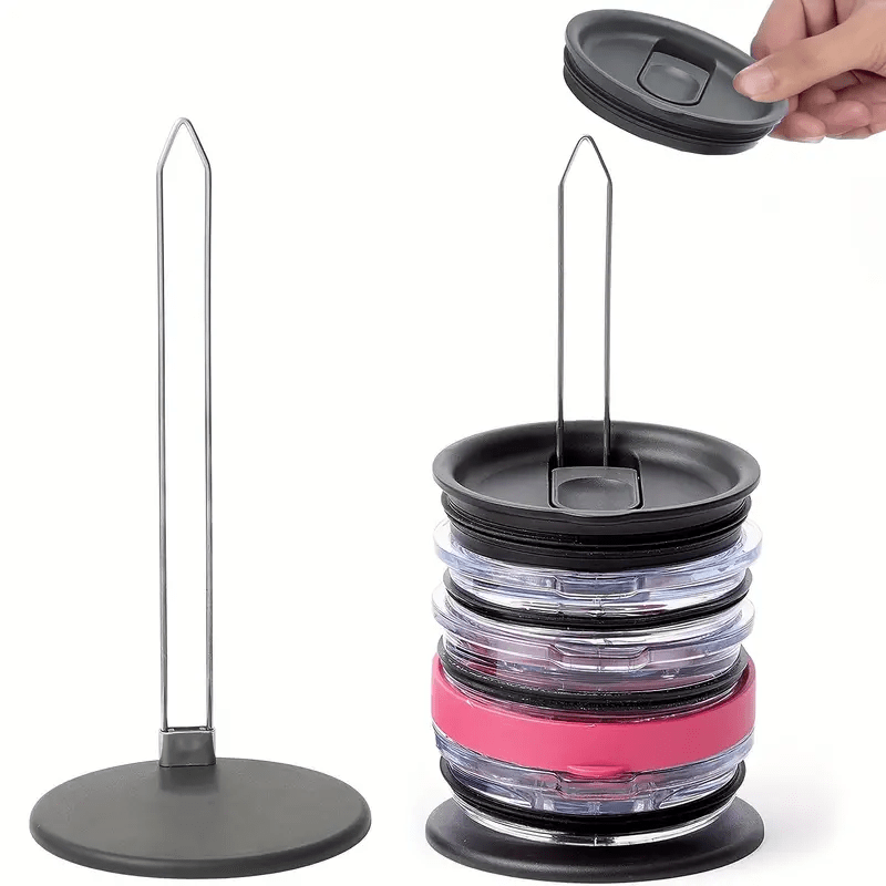 Tumbler Lid Organizer Space Saving Vertical Lids Storage Rack For Up To 10 Lids