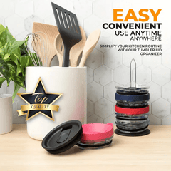 Tumbler Lid Organizer Space Saving Vertical Lids Storage Rack For Up To 10 Lids