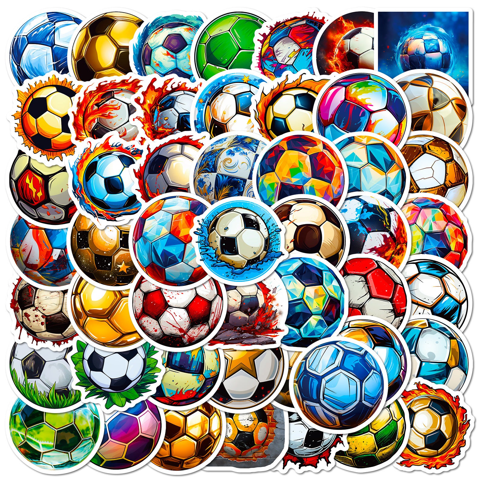 50pcs Football Stickers Football Sports Cartoons Football Graffiti Decorations