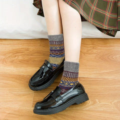5Pairs Vintage Wool Socks Winter Warm Socks for Women Men