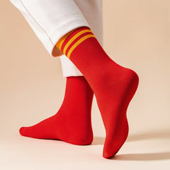 Men's Stripe Crew Socks Breathable Comfy Casual Unisex Socks