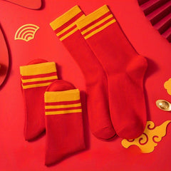Men's Stripe Crew Socks Breathable Comfy Casual Unisex Socks