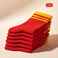 Men's Stripe Crew Socks Breathable Comfy Casual Unisex Socks