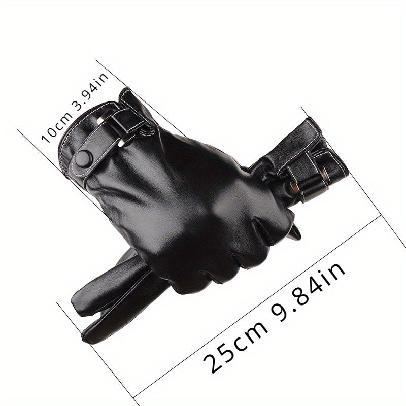 Men's Winter Windproof Velvet Lined Gloves Waterproof Thickened Warm