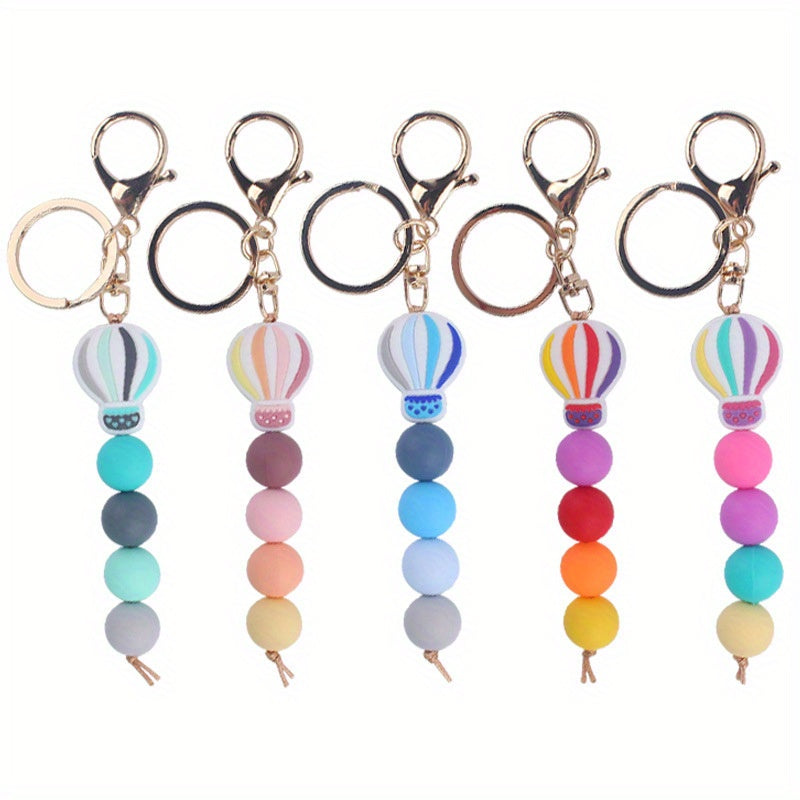 Cute Silicone Beaded Keychain Keyring Cartoon Key Chain