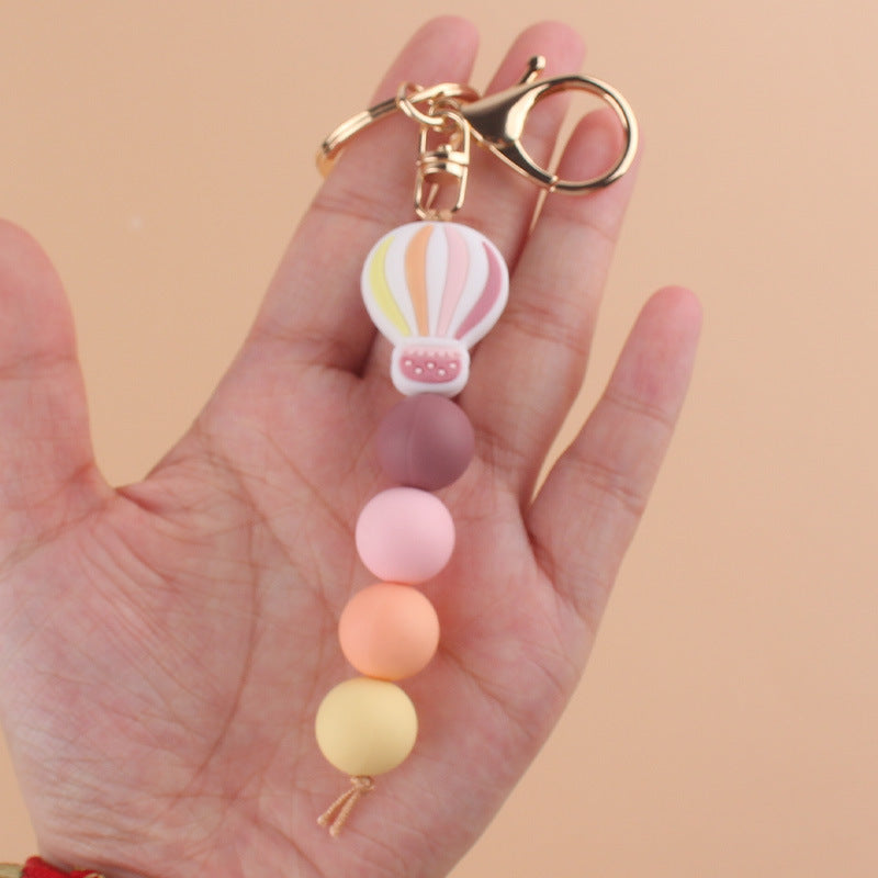 Cute Silicone Beaded Keychain Keyring Cartoon Key Chain