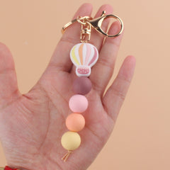 Cute Silicone Beaded Keychain Keyring Cartoon Key Chain