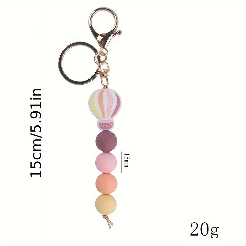Cute Silicone Beaded Keychain Keyring Cartoon Key Chain