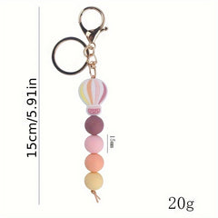 Cute Silicone Beaded Keychain Keyring Cartoon Key Chain