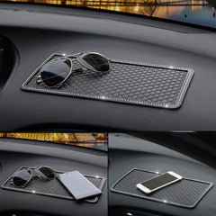 Car Perfume Ornament Rhinestone Non-slip Mat Plaid Pattern Car Decoration