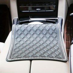 Car Perfume Ornament Rhinestone Studded Non-Slip Plaid Storage Mat