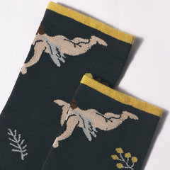 Men's Cartoon Cupid Crew Socks 2 Pairs