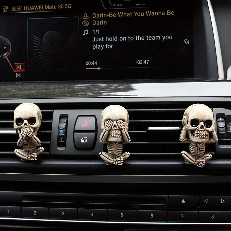 Resin Skull Fragrance Clip Car Air Vent Ornament
