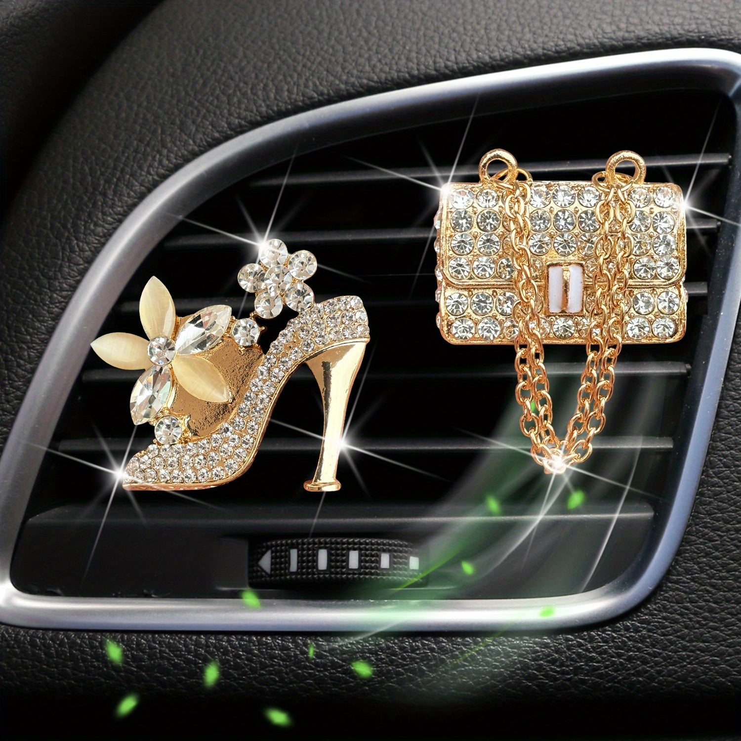 Car Aromatherapy Ornament Set for Women - Rhinestone Home Decor Gift
