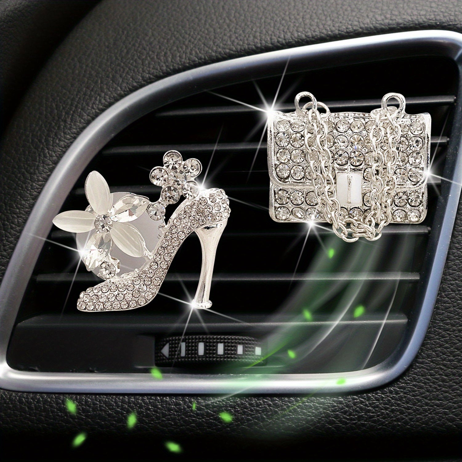 Car Aromatherapy Ornament Set for Women - Rhinestone Home Decor Gift