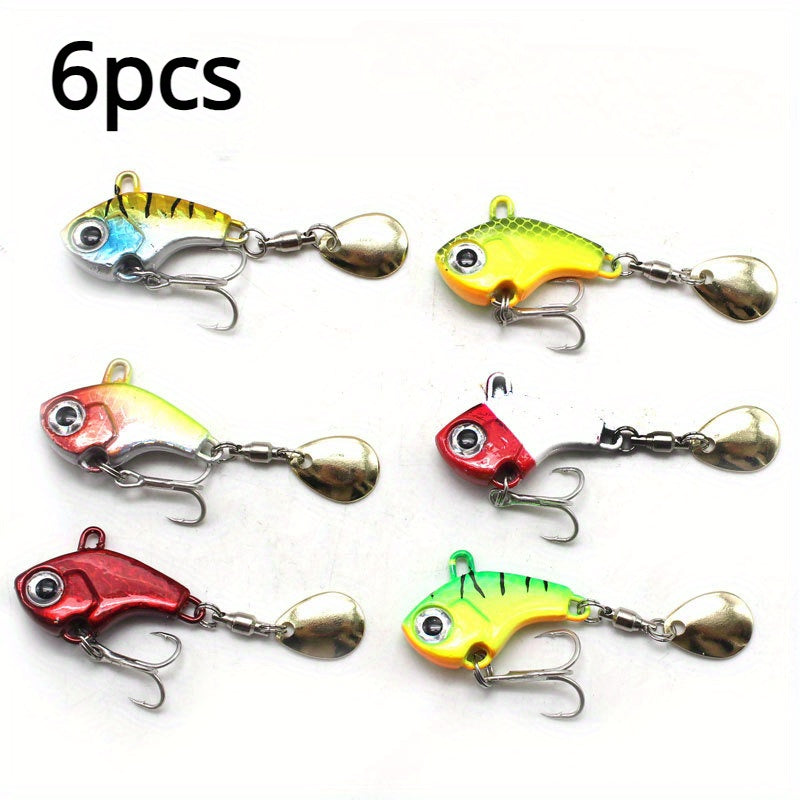 6pcs 6g Vibration Fishing Lure Spoon Willow Blade Tackle
