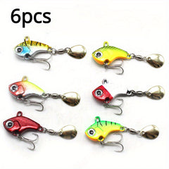 6pcs 6g Vibration Fishing Lure Spoon Willow Blade Tackle