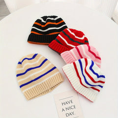 Striped Knitted Hat Boys Girls Winter Warm Beanie Children's Hat
