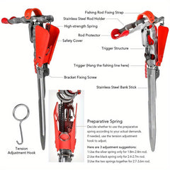 Foldable Stainless Steel Fishing Rod Holder Double Spring