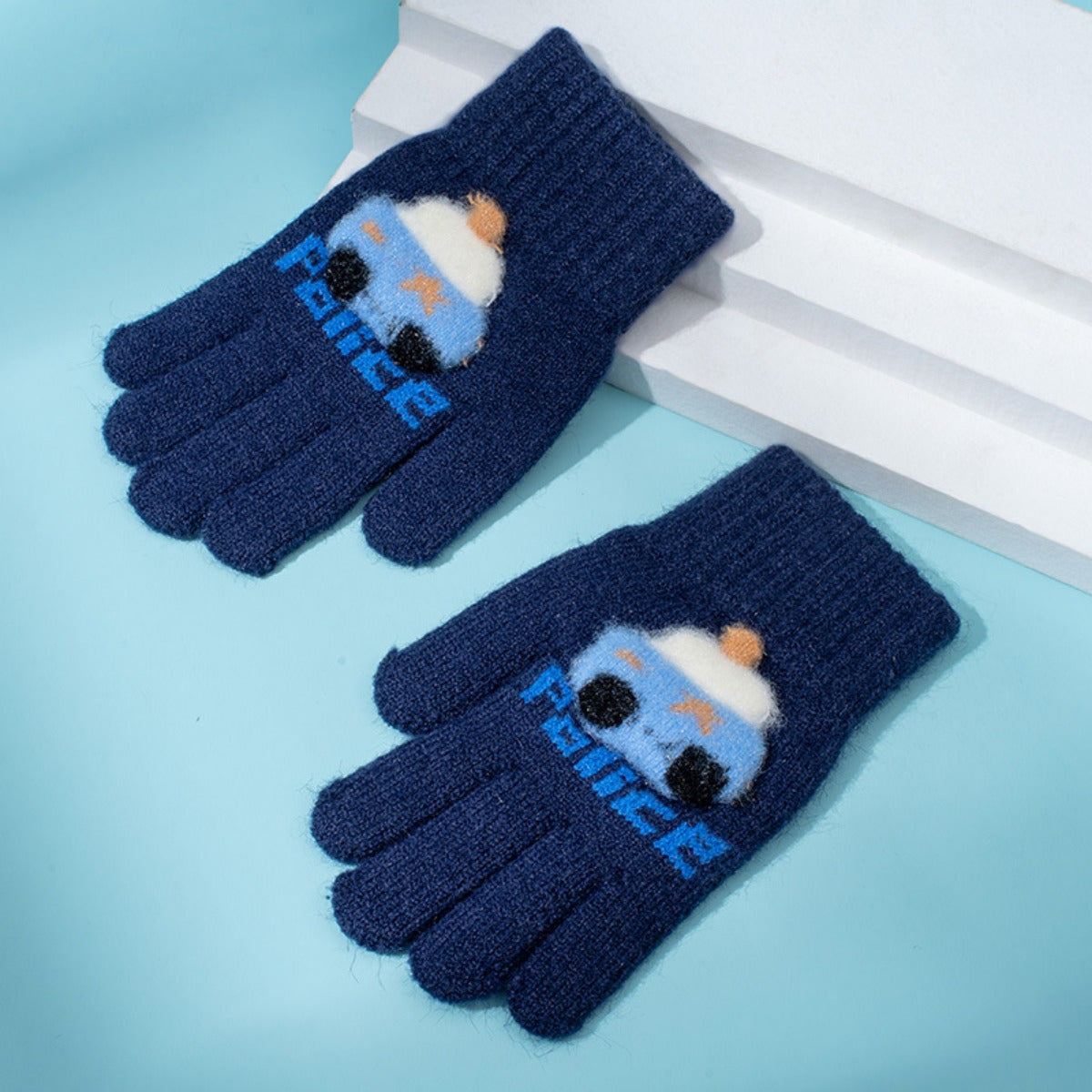 Children's Winter Gloves Boy's Five Finger Set Warm And Thick