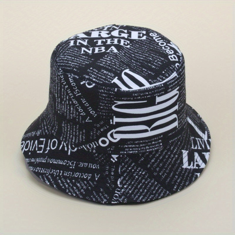 Newspaper Pattern Bucket Hat for Fishing