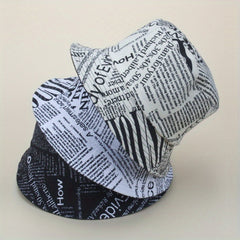 Newspaper Pattern Bucket Hat for Fishing