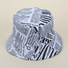 Newspaper Pattern Bucket Hat for Fishing