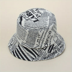Newspaper Pattern Bucket Hat for Fishing