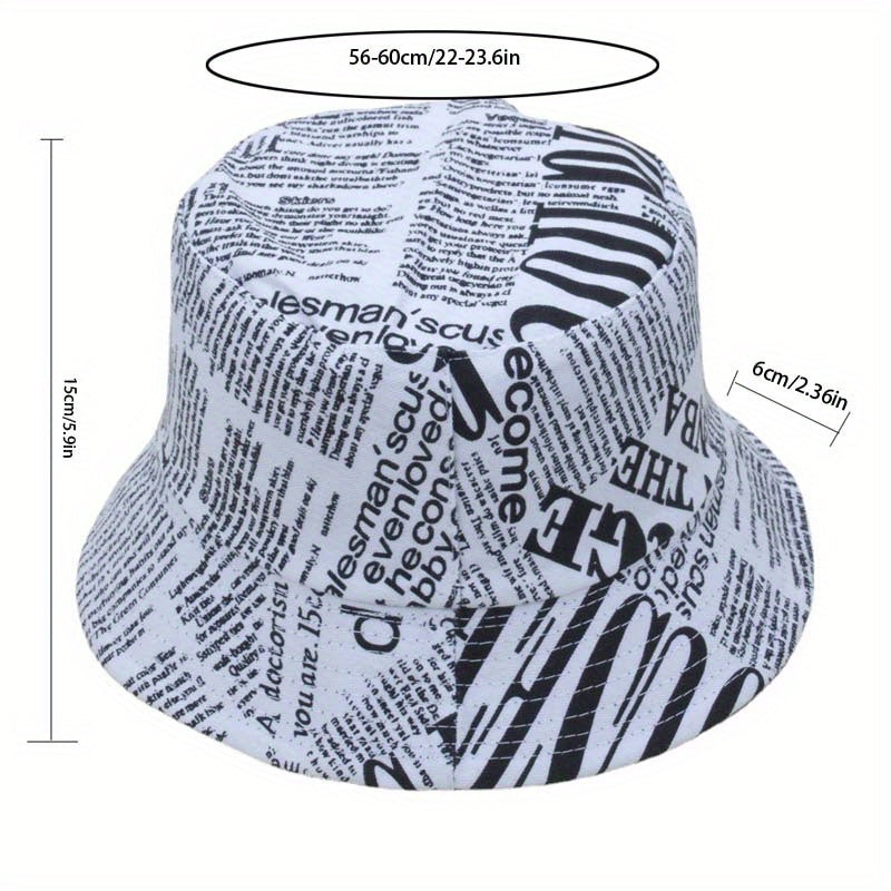 Newspaper Pattern Bucket Hat for Fishing
