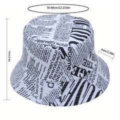 Newspaper Pattern Bucket Hat for Fishing